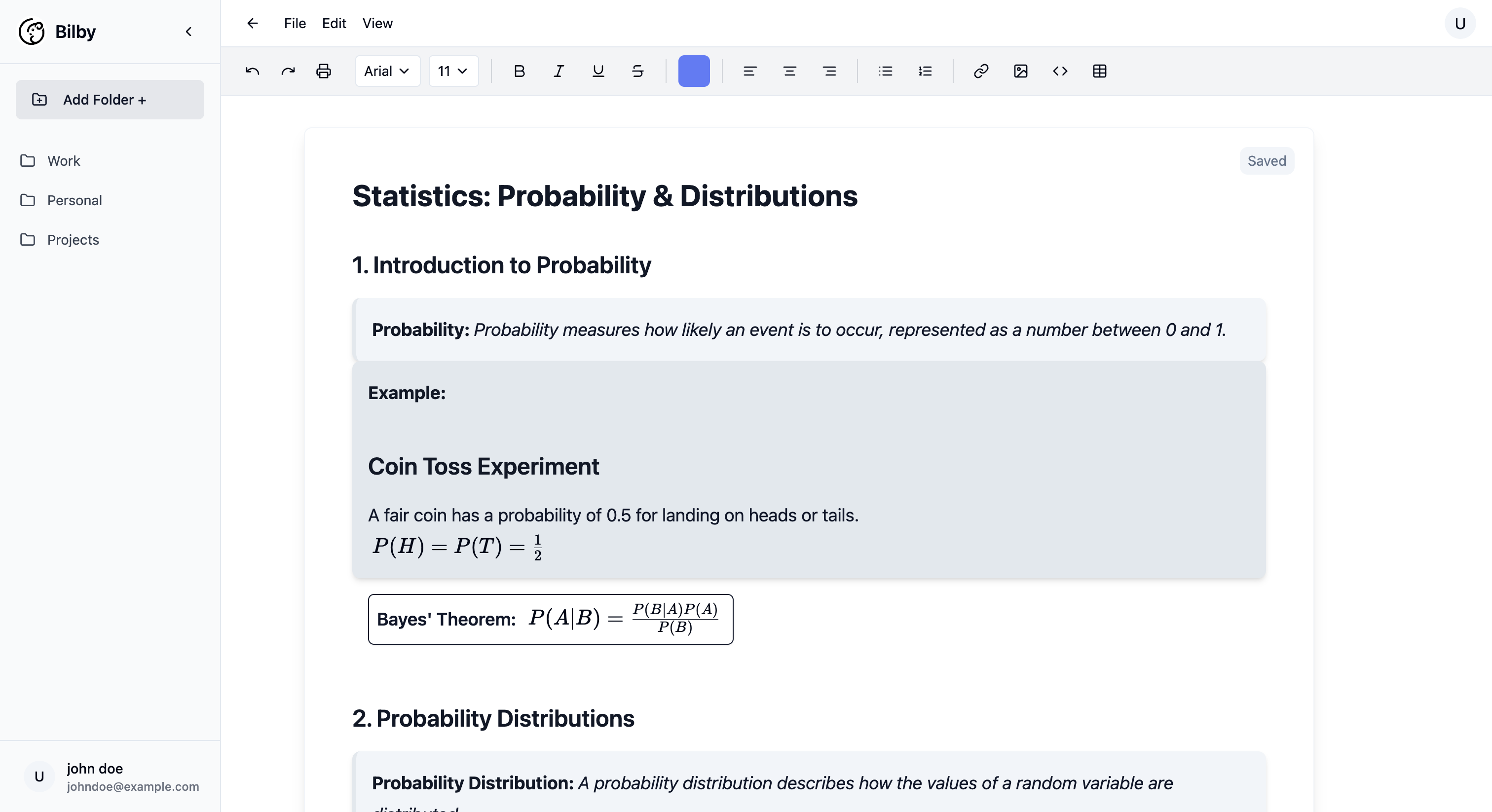 Bilby user interface